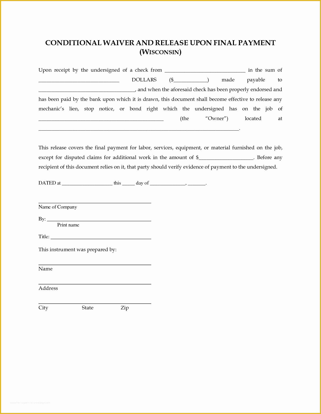 Free Lien Release form Template Of form Free Download Lien Release form Lien Release form