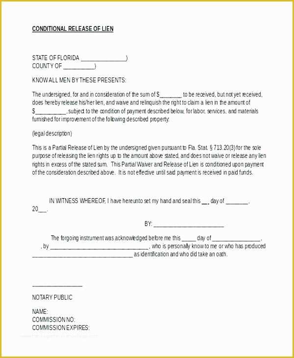 Free Lien Release form Template Of Lien Waiver form