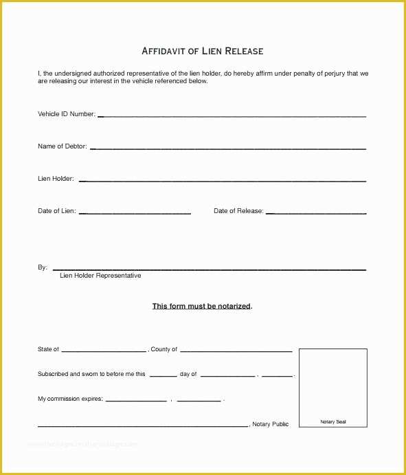 Free Lien Release form Template Of Release Waiver Example Partial Lien Template Free