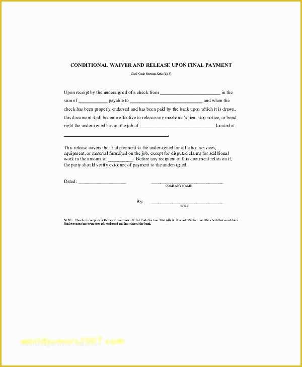 Free Lien Release form Template Of Sample Release Lien Agreement Best Template Free