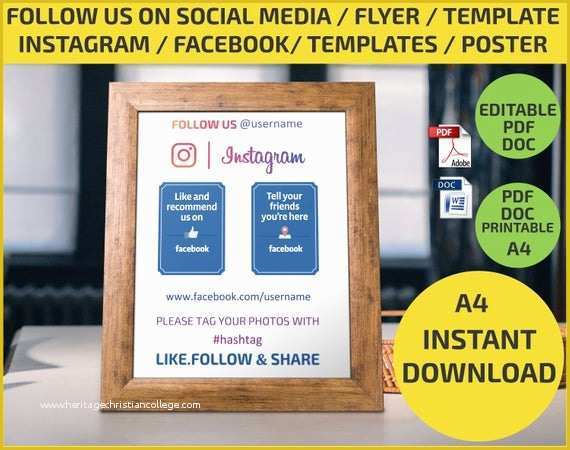 Free Like Us On Facebook Flyer Template Of Follow Us On social Media Check In Like Us