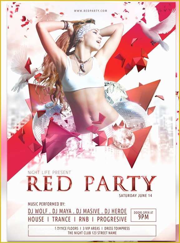 Free Like Us On Facebook Flyer Template Of Free Red Party Flyer Template Vector Psd Titanui