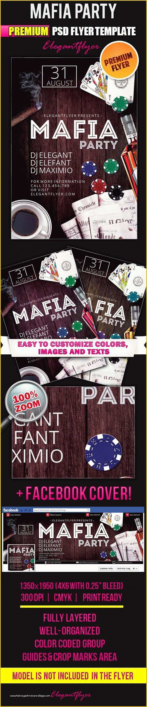 Free Like Us On Facebook Flyer Template Of Mafia Party – Flyer Psd Template Cover – by