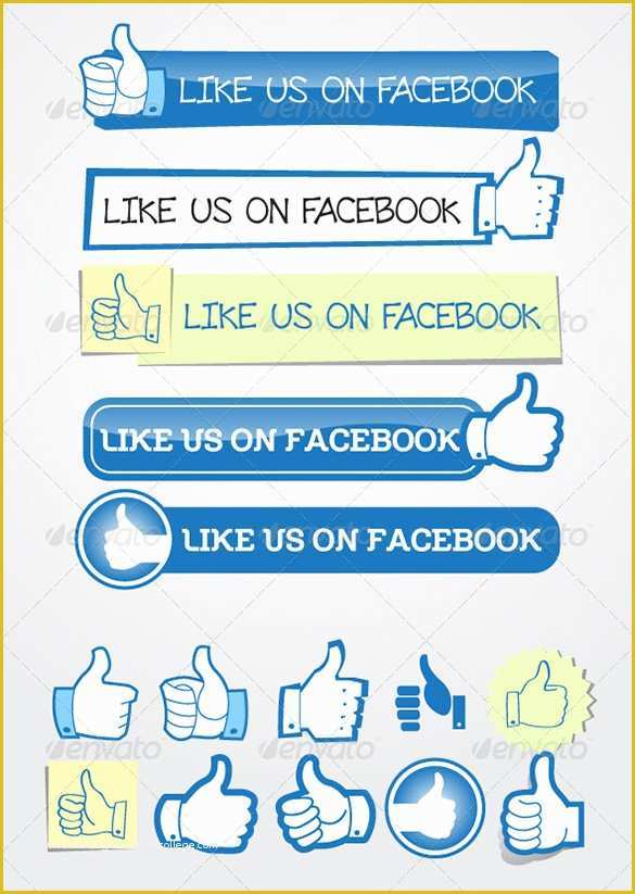 Free Like Us On Facebook Template Of 10 buttons – Free Psd Eps Vector format