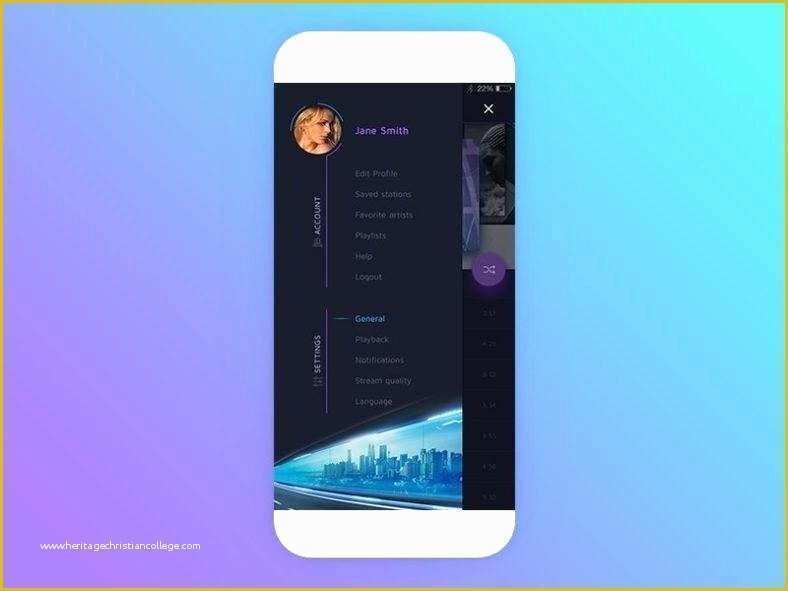 Free Like Us On Facebook Template Of Music App Side Menu Mobile Template Bootstrap Responsive