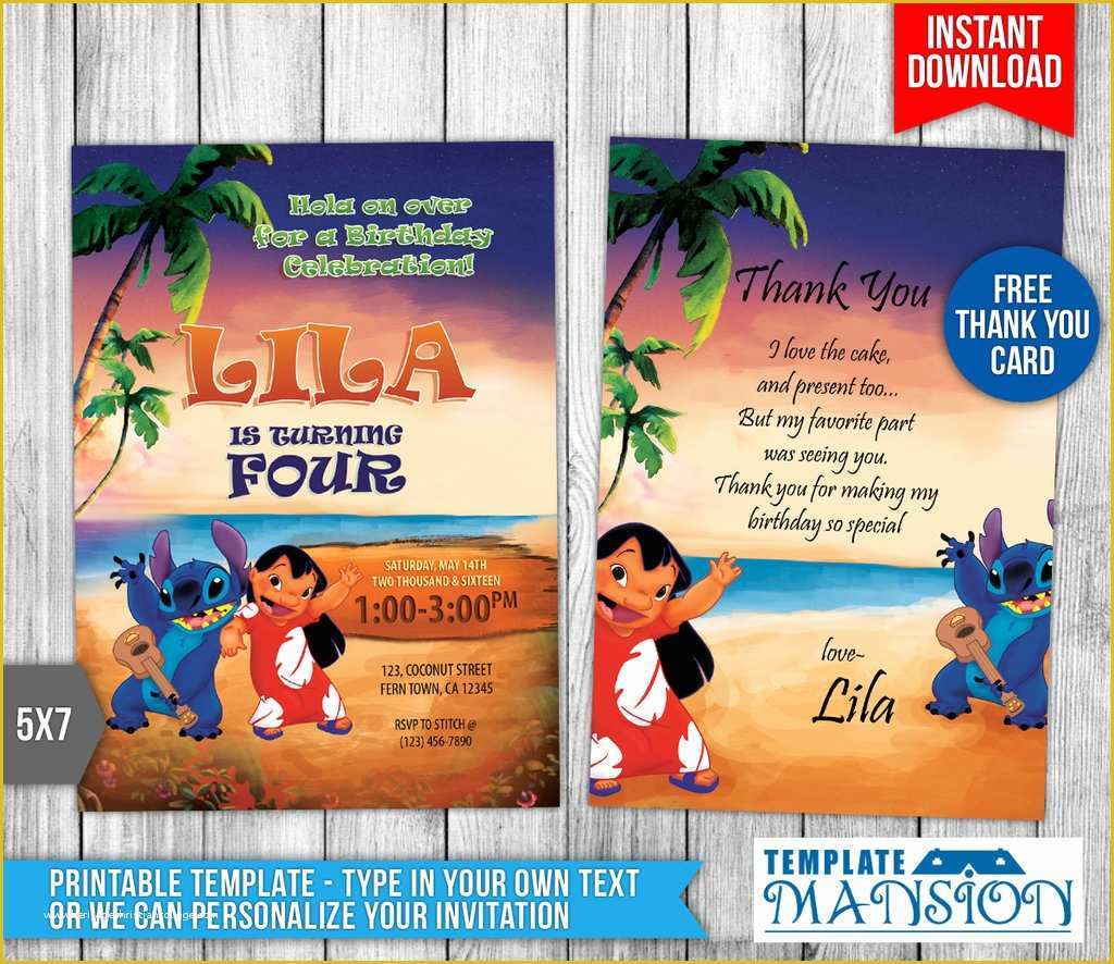 Free Lilo and Stitch Invitation Template Of Diy Lilo and Stitch Birthday Invitation Printable by