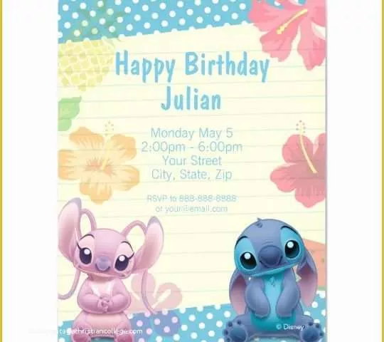 Free Lilo and Stitch Invitation Template Of Lilo &amp; Stitch Birthday Invitation