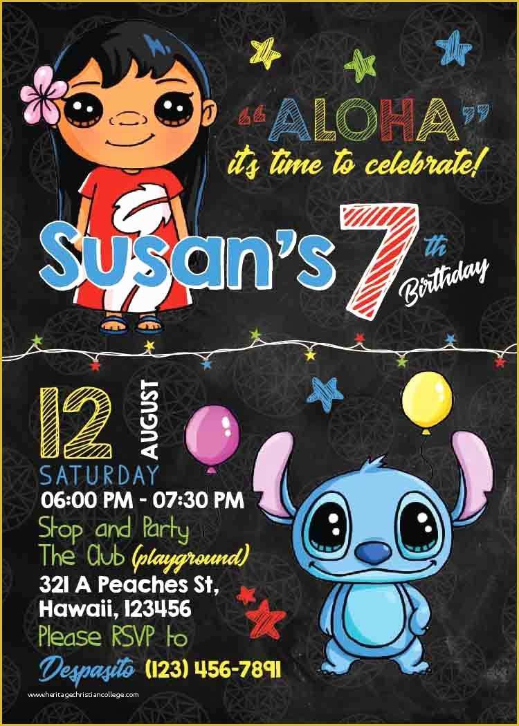 Free Lilo and Stitch Invitation Template Of Lilo & Stitch Invitation Template