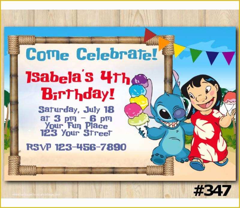 Free Lilo and Stitch Invitation Template Of Lilo and Stitch Birthday Invitation Lilo and Stitch