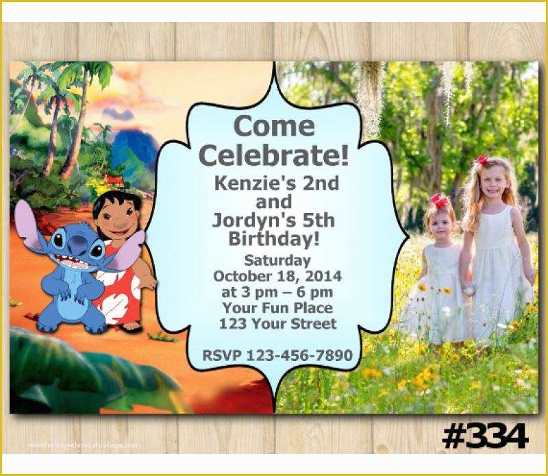 Free Lilo and Stitch Invitation Template Of Lilo and Stitch Custom Birthday Invitation Joint Twin