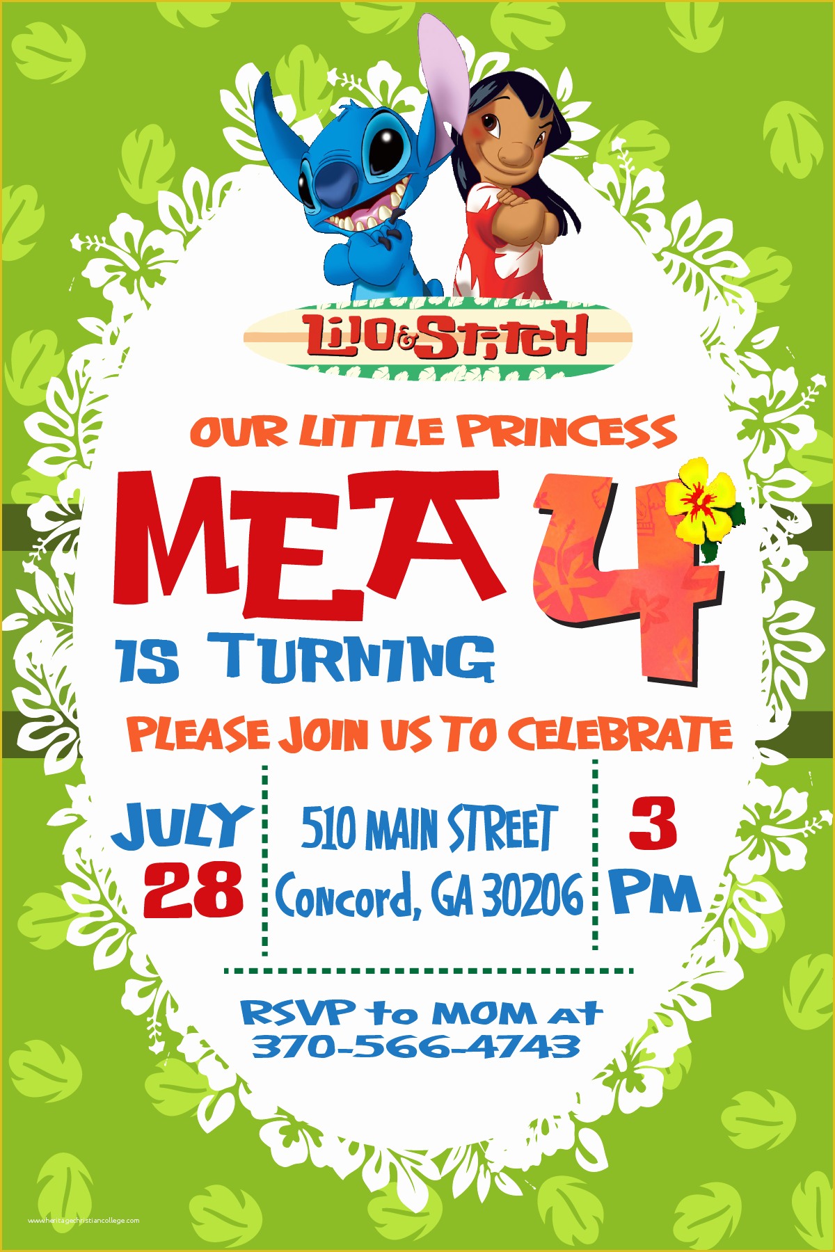 Free Lilo and Stitch Invitation Template Of Lilo and Stitch Invite Templates