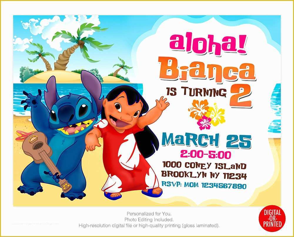 Free Lilo and Stitch Invitation Template Of Lilo and Stitch Stitch Invitations Lilo and Stitch Luau Party