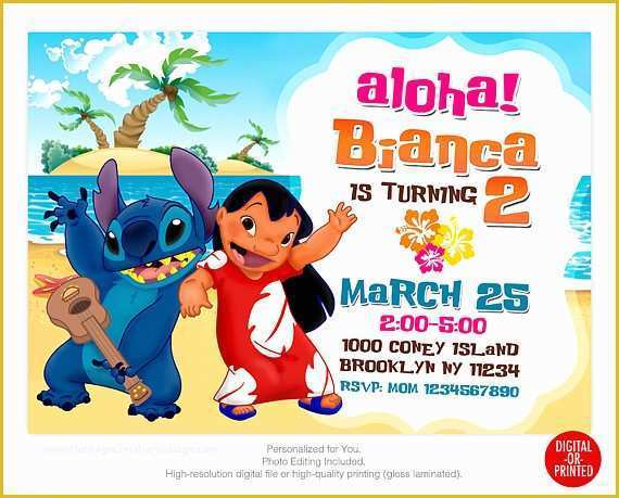 Free Lilo and Stitch Invitation Template Of Lilo and Stitch Stitch Invitations Lilo and Stitch Luau Party