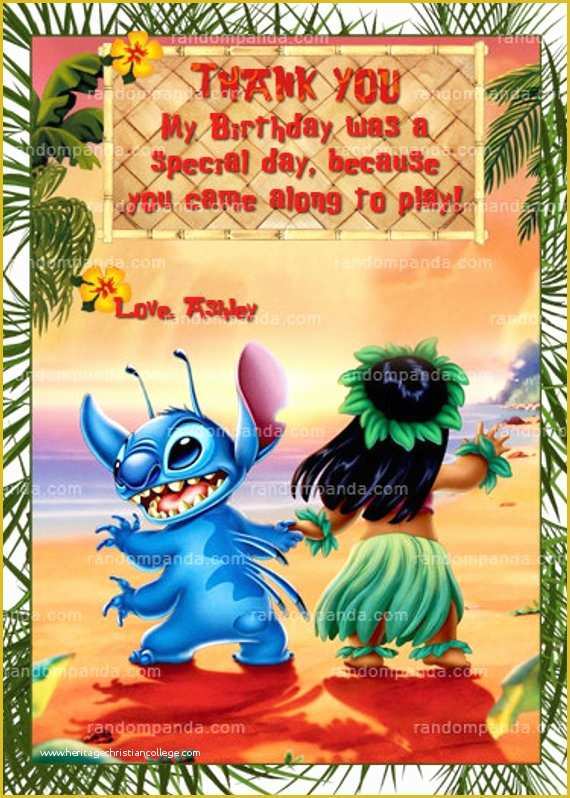 Free Lilo and Stitch Invitation Template Of Lilo and Stitch Thank You Card Lilo and Stitch Party