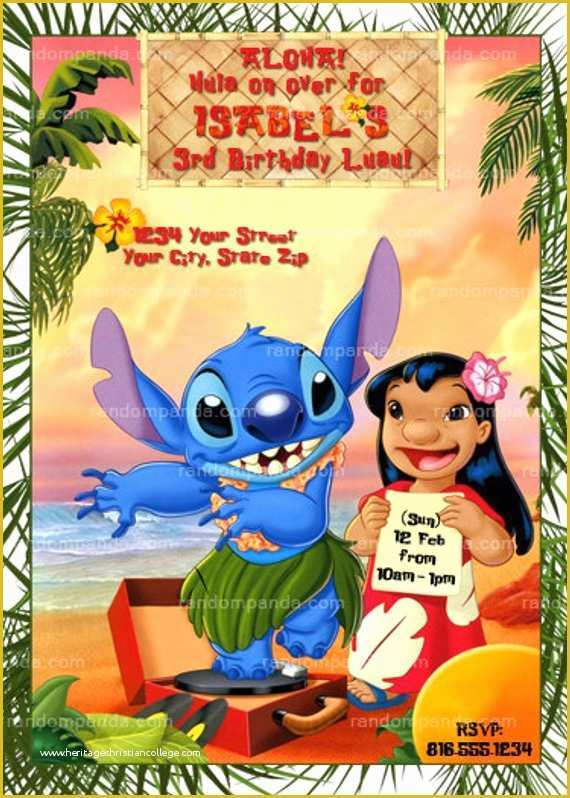 Free Lilo and Stitch Invitation Template Of Printable Lilo and Stitch Invitation Lilo and Stitch Party