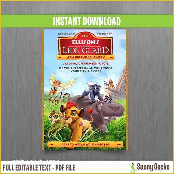 Free Lion Guard Invitation Template Of Disney the Lion Guard Birthday Invitation Instant Download