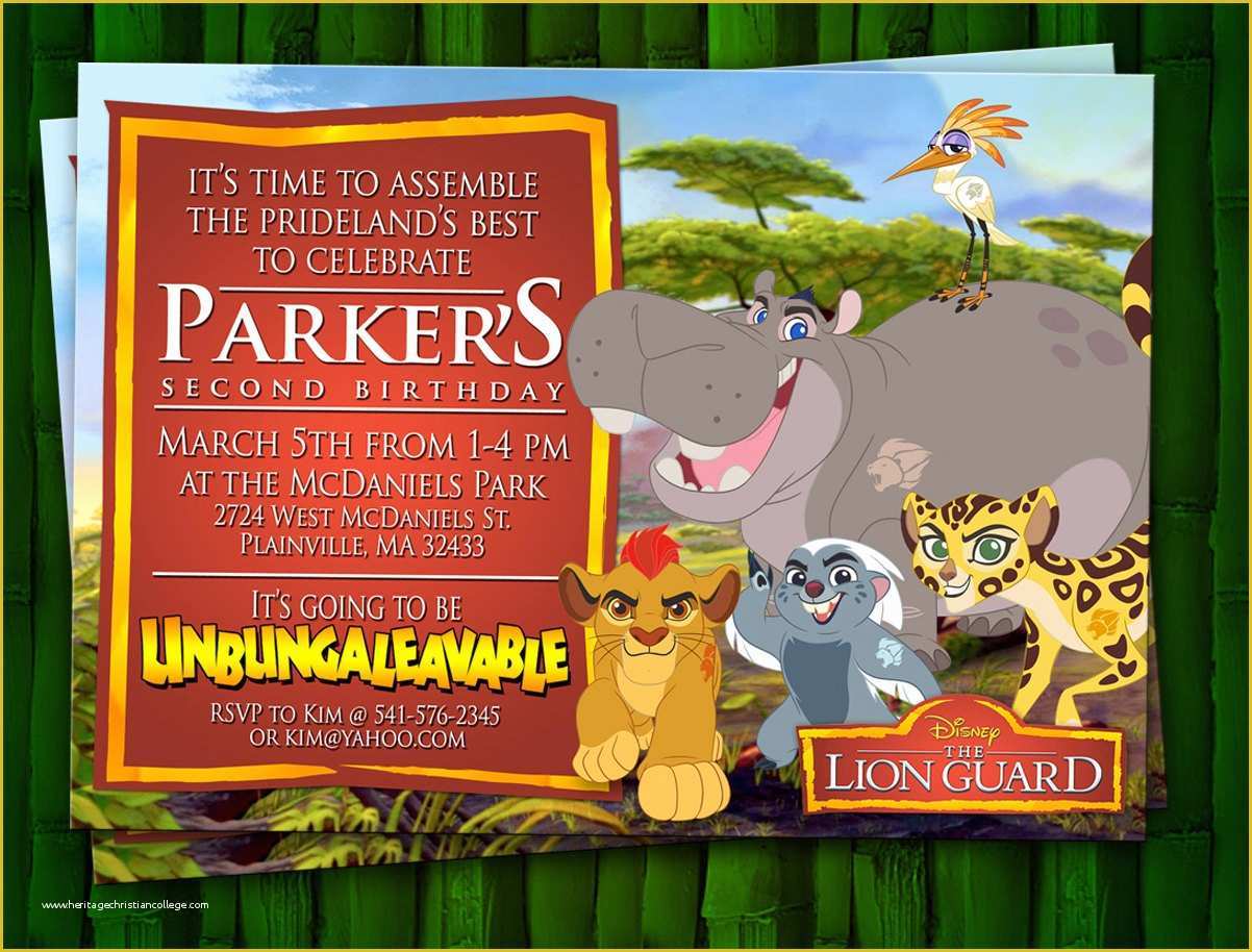 Free Lion Guard Invitation Template Of Lion Guard Birthday Invitation Digital File