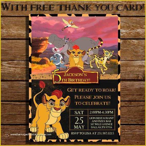 Free Lion Guard Invitation Template Of Lion Guard Birthday Invitation with Free Thank by