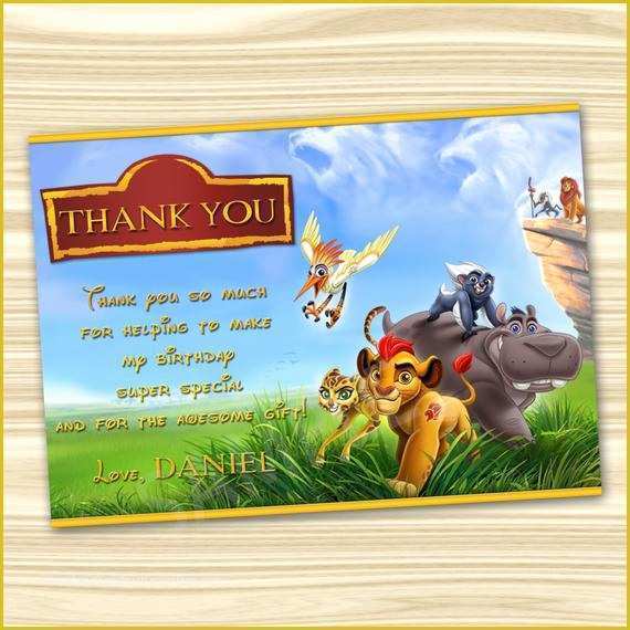 Free Lion Guard Invitation Template Of Lion Guard Thank You Card Lion Guard Birthday Thank You