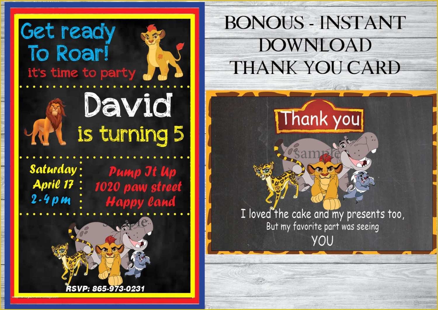 Free Lion Guard Invitation Template Of the Lion Guard Birthday Invitation Free Thank You Card the