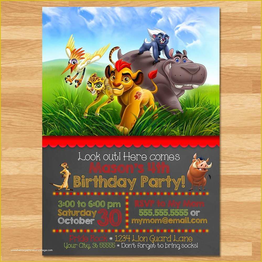 Free Lion Guard Invitation Template Of the Lion Guard Invitation Chalkboard Lion Guard Invite