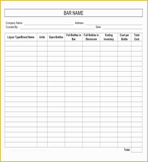 Free Liquor Inventory Spreadsheet Template Of 16 Liquor Inventory Templates – Free Sample Example