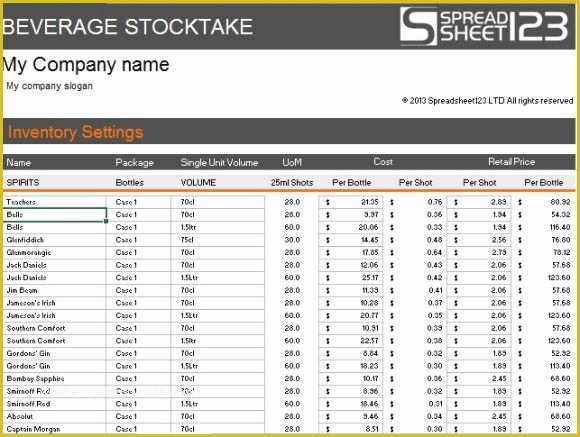 Free Liquor Inventory Spreadsheet Template Of Bar Inventory Sheet Template Free