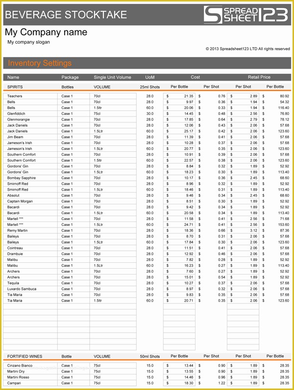 Free Liquor Inventory Spreadsheet Template Of Beverage Stocktake Template