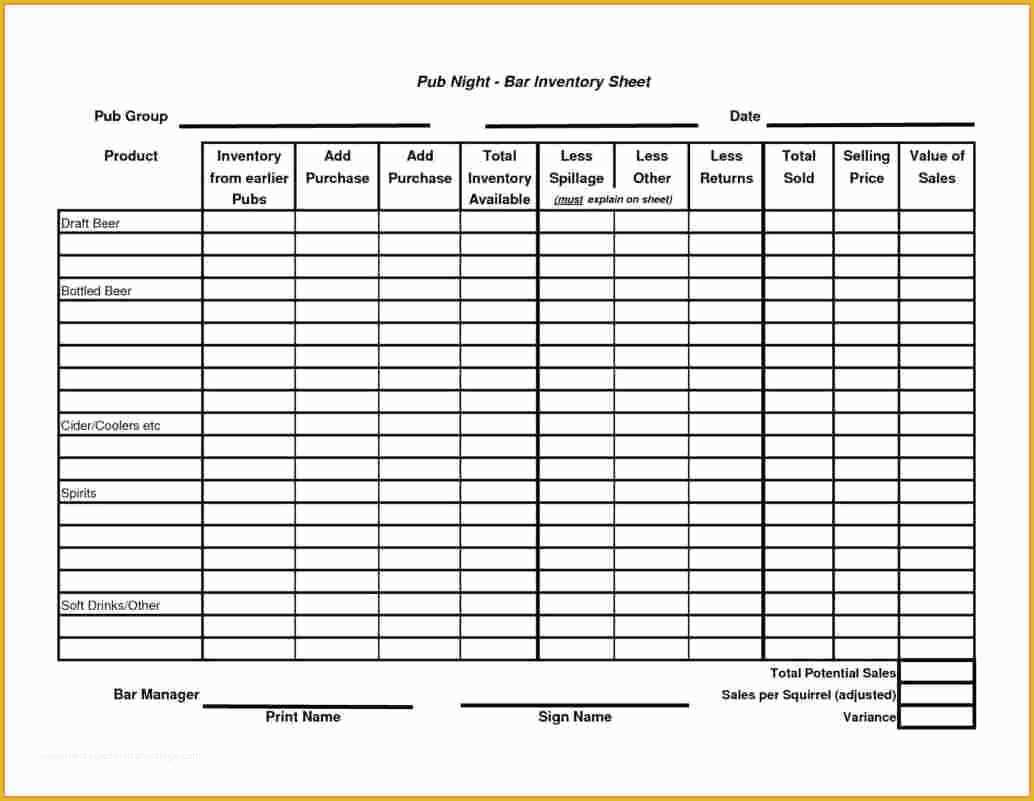 Free Liquor Inventory Template Of 10 Sample Bar Inventory Spreadsheet