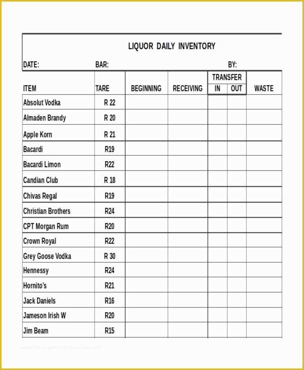 Free Liquor Inventory Template Of 17 Inventory Templates Free Sample Example format