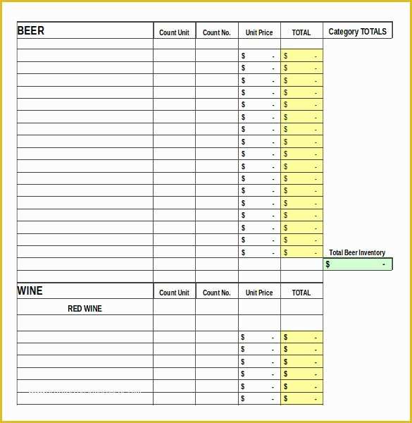 Free Liquor Inventory Template Of Bar Inventory Template – 11 Free Word Excel Pdf