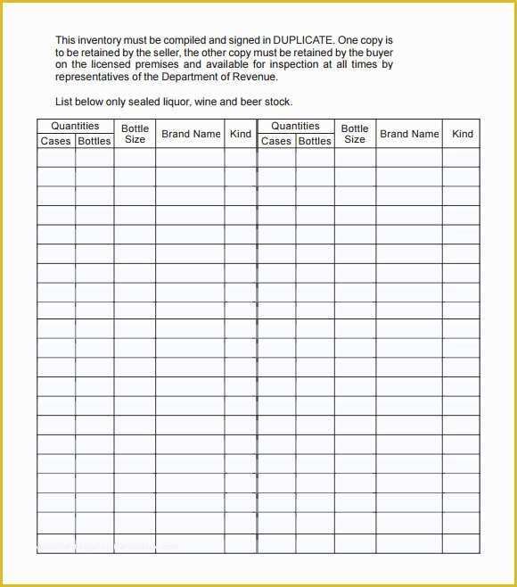 Free Liquor Inventory Template Of Liquor Inventory Template 8 Download Free Documents In