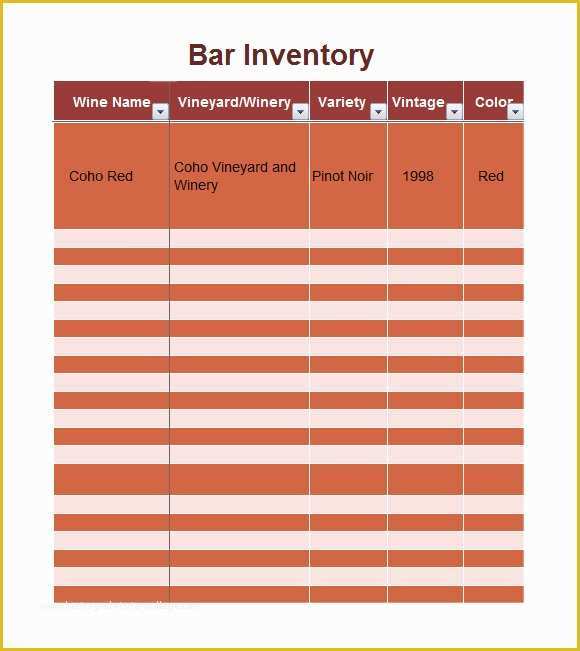 Free Liquor Inventory Template Of Liquor Inventory Template 8 Download Free Documents In