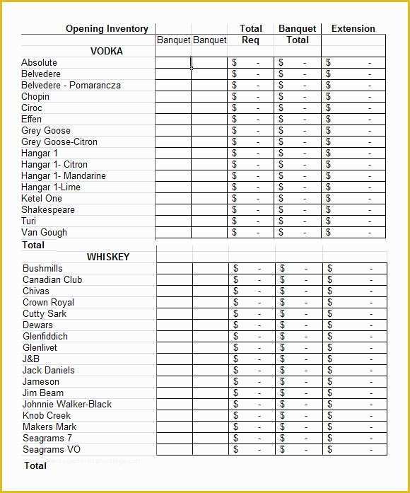 Free Liquor Inventory Template Of Sample Inventory Spreadsheet Template 8 Free Documents