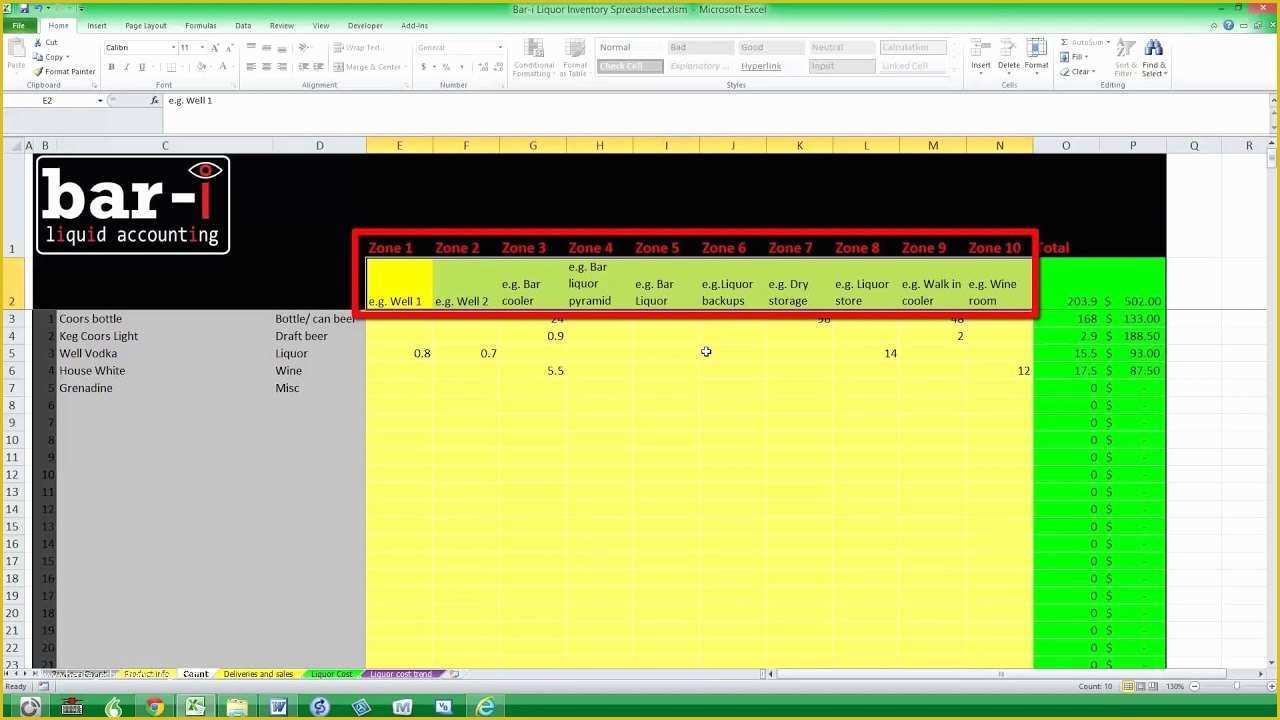 Free Liquor Website Templates Of Bar I Free Liquor Inventory Spreadsheet Instructions