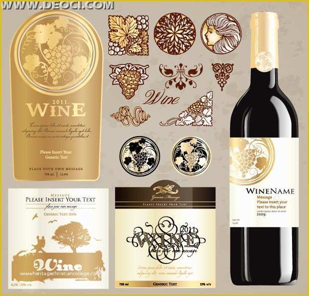 Free Liquor Website Templates Of Vintage Wine Label Collection Bottle Packaging Design