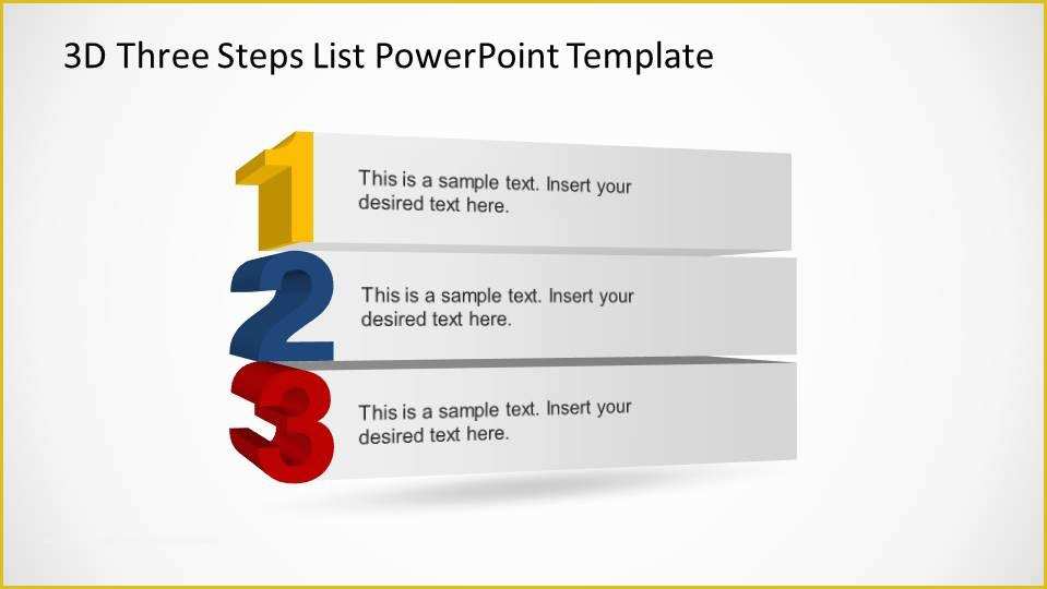 Free Listing Presentation Template Of 3d Three Steps List Powerpoint Template Slidemodel