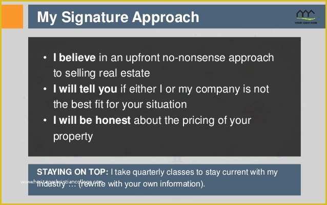 Free Listing Presentation Template Of Real Estate Listing Presentation Template