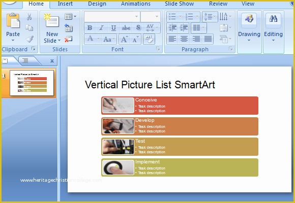 Free Listing Presentation Template Of Vertical Picture List Smartart Powerpoint Template