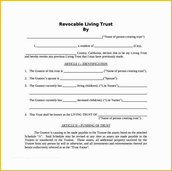 Free Living Will Template California Of 11 Sample Living Trust form Templates – Samples Examples