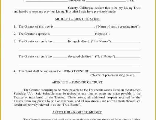 Free Living Will Template California Of 8 Sample Living Trust forms