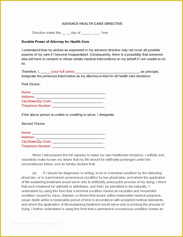 Free Living Will Template Georgia Of Sample Advance Directive form Design Templates