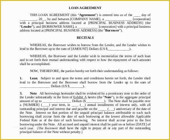 Free Loan Agreement Template Of 30 Loan Contract Templates – Pages Word Docs