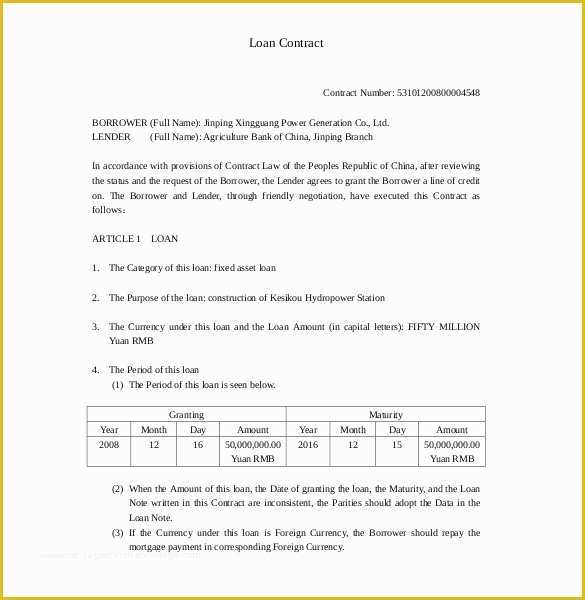 Free Loan Agreement Template Of 30 Loan Contract Templates – Pages Word Docs