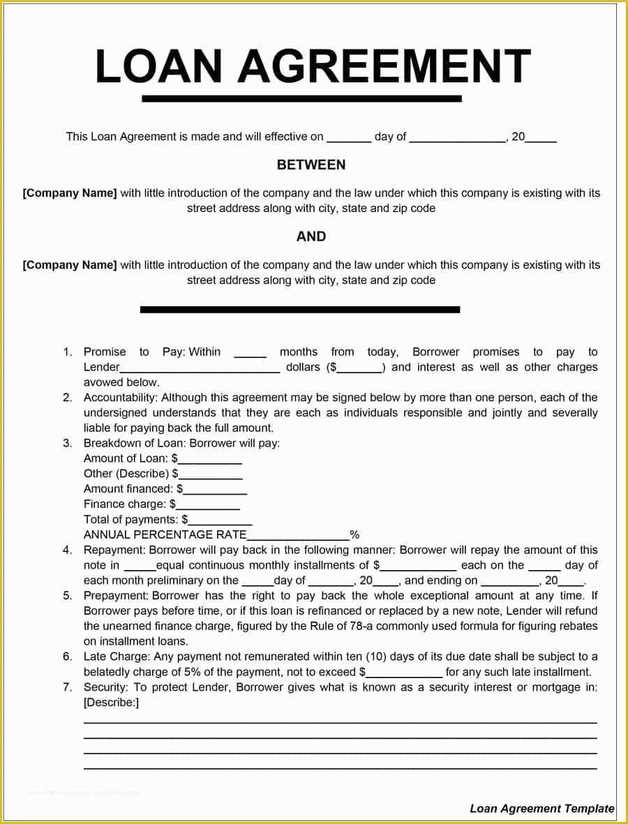 Free Loan Agreement Template Of 40 Free Loan Agreement Templates [word & Pdf] Template Lab