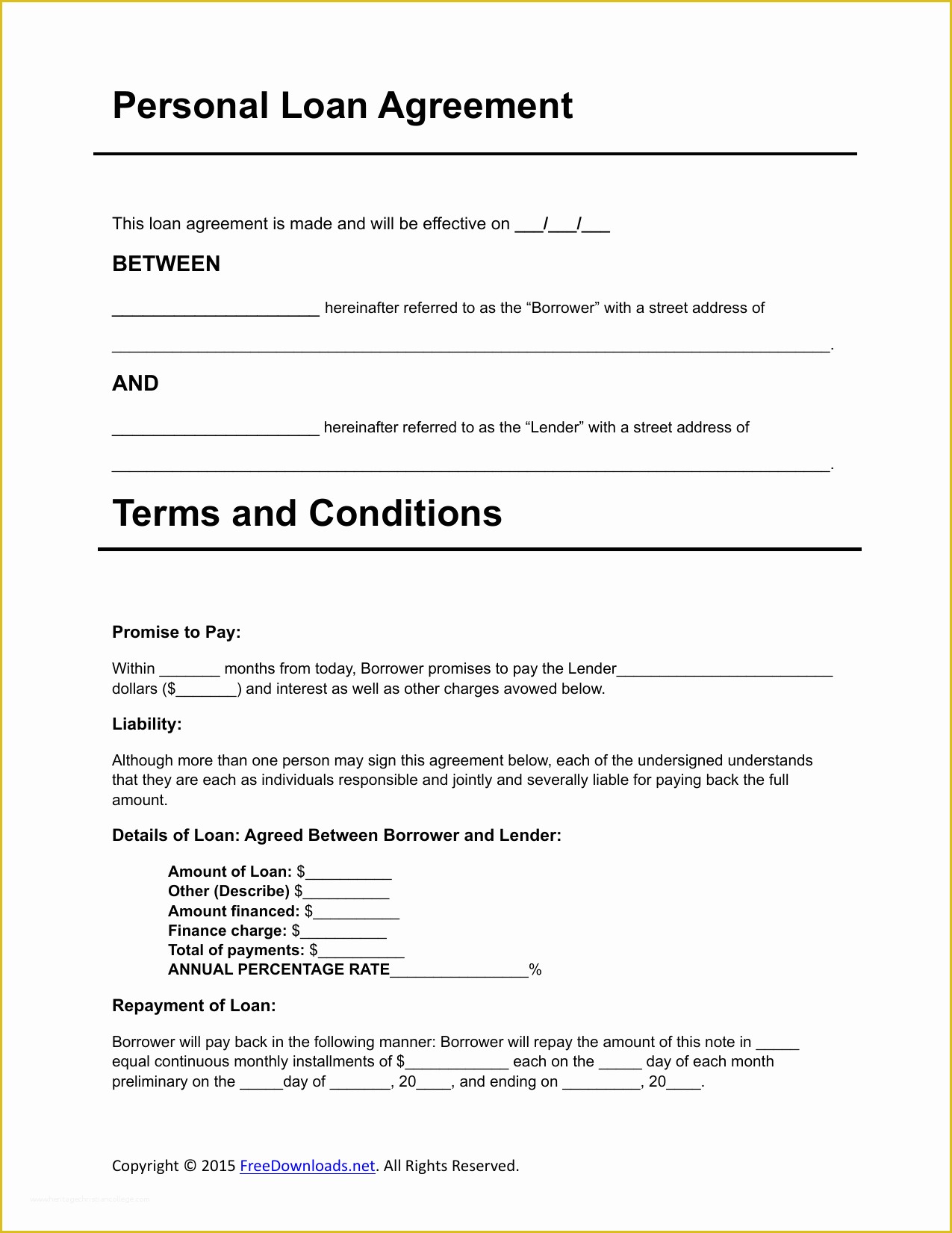 Free Loan Agreement Template Of Download Personal Loan Agreement Template Pdf