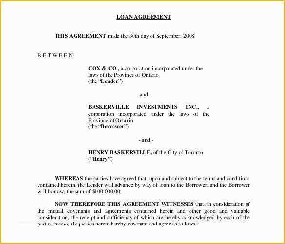 Free Loan Agreement Template Of Loan Contract Template – 20 Examples In Word Pdf
