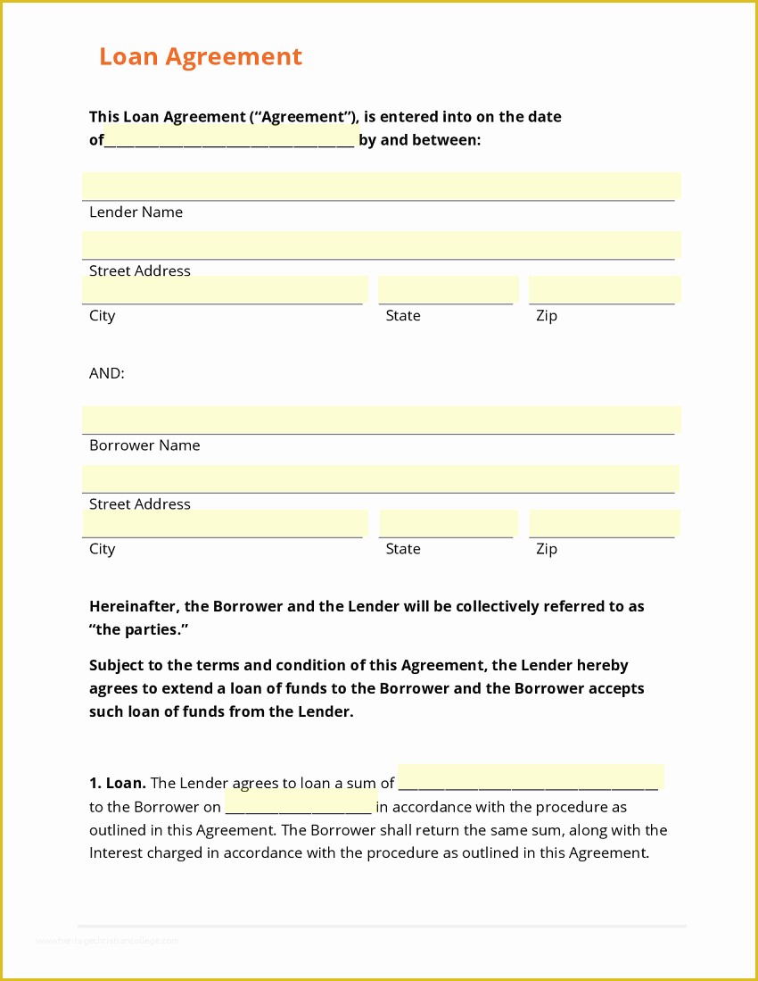 Free Loan Agreement Template Of Simple Loan Agreement Sample Vatansun