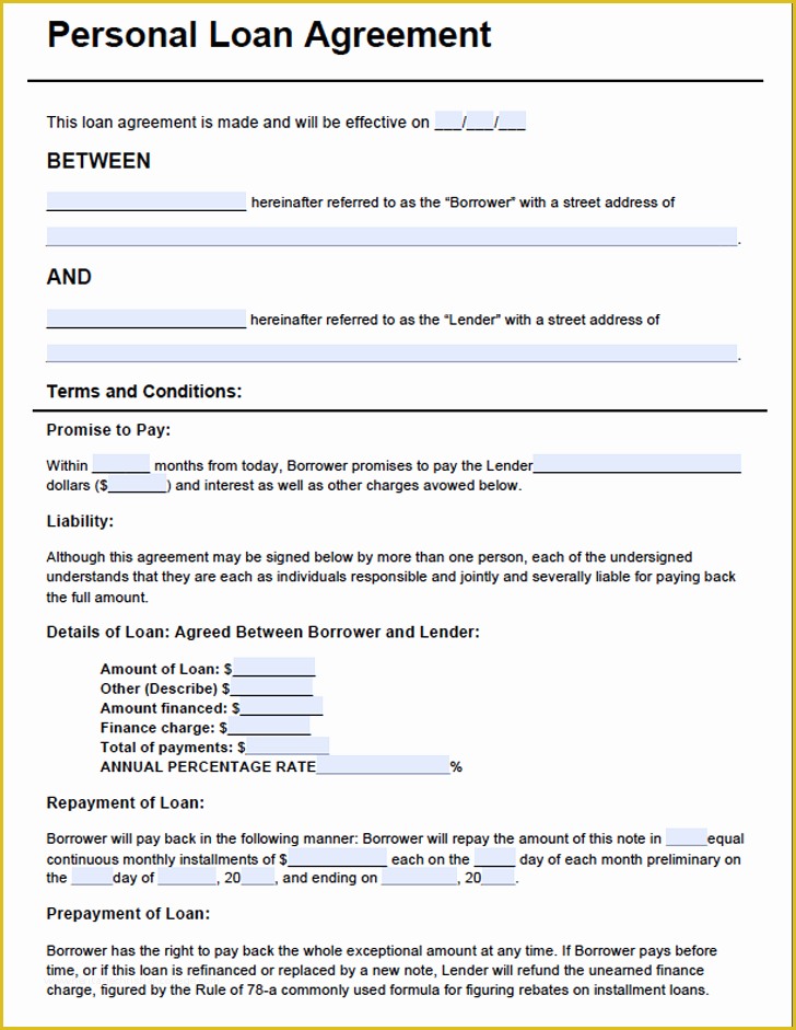 Free Loan Agreement Template Pdf Of Personal Loan Agreement Template