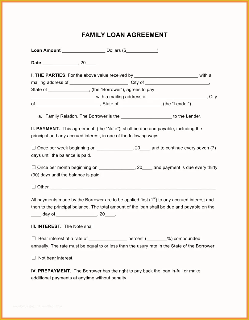 Free Loan Agreement Template Uk Of 10 Loan Agreement Between Family Members Template